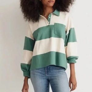Madewell green rugby polo